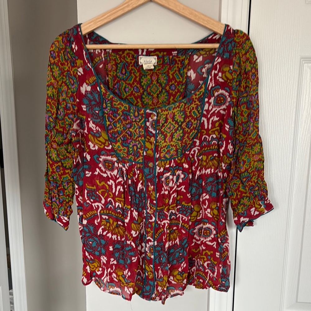 🦋 3 for $30  Red and Yellow Boho 3/4 Sleeve Blouse